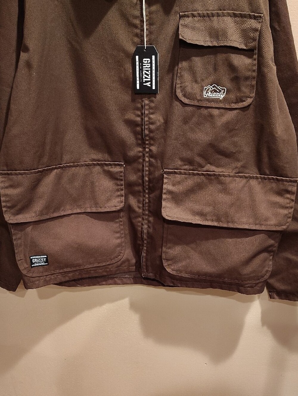 Grizzley Men's Size L Brown Lightweight Pockets Work Shirt Jacket WM - Picture 9 of 15
